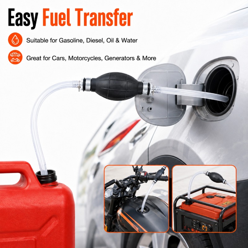 Diesel Water Pump - 1/3/5個入り 2m手動サイフォンポンプ。ディーゼルオイルや水の移送に使用できる手動式燃料移送ポンプ。PVCホース付き。自動車、オートバイ、発電機に。