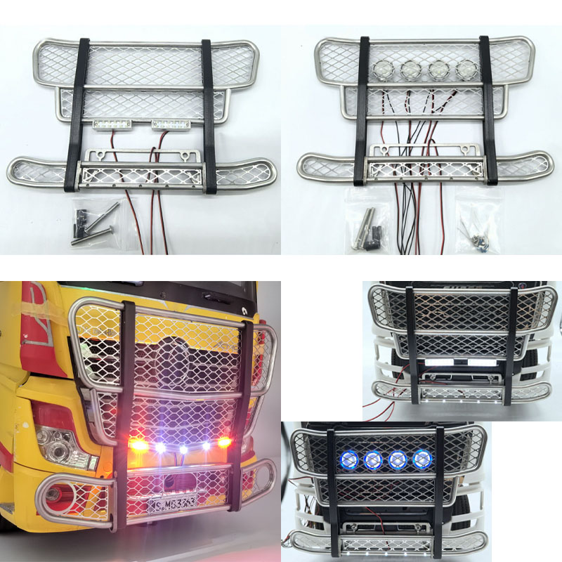 Heavy Equipment Volvo - 1セット フロントバンパー フロント衝突防止ライト付き 1/14 タミヤRCトラックカー用 スキャニア770S