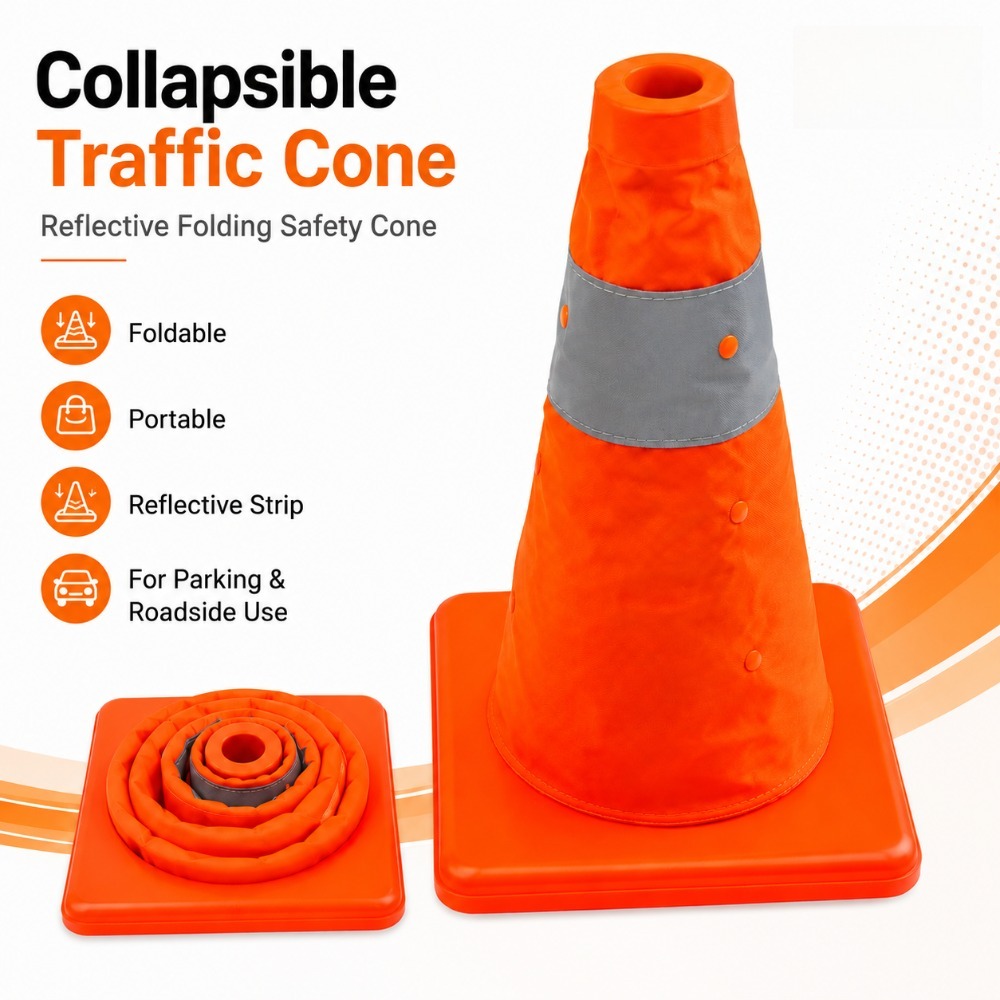 Road Traffic Cone - 折りたたみ式反射トラフィックコーン、緊急道路安全コーン、ポータブル車故障警告コーン（駐車場、私道用）