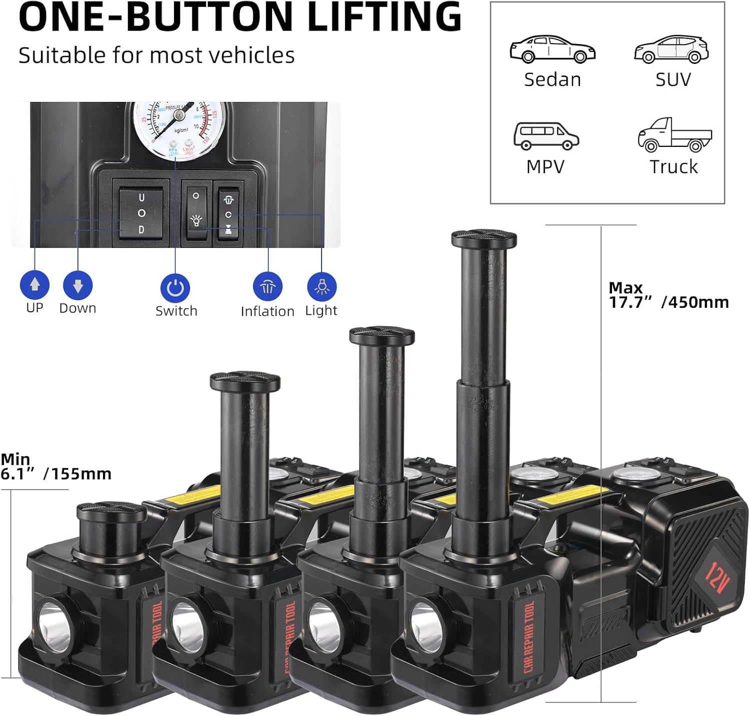 電動カージャッキキット 5トン 12V 電動フロアジャッキ  - Hydraulic Floor Jack のレビューと価格